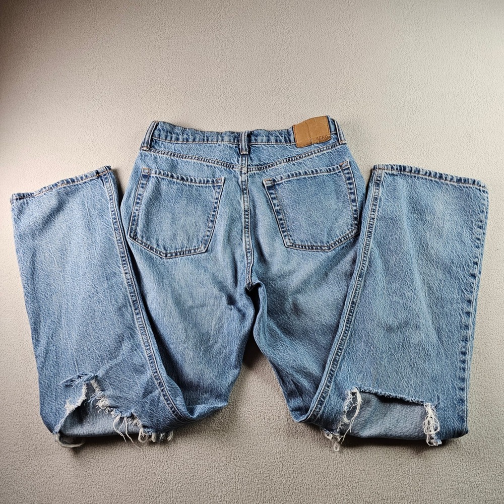 Aeropostale 90's Baggy Distressed Denim‎ Jeans Women 28W Blue Straight Leg - Picture 12 of 13